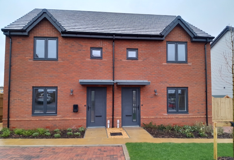Front exterior view of Two Bed semi detached Shared Ownership homes at Cross Trees Park , Shrivenham