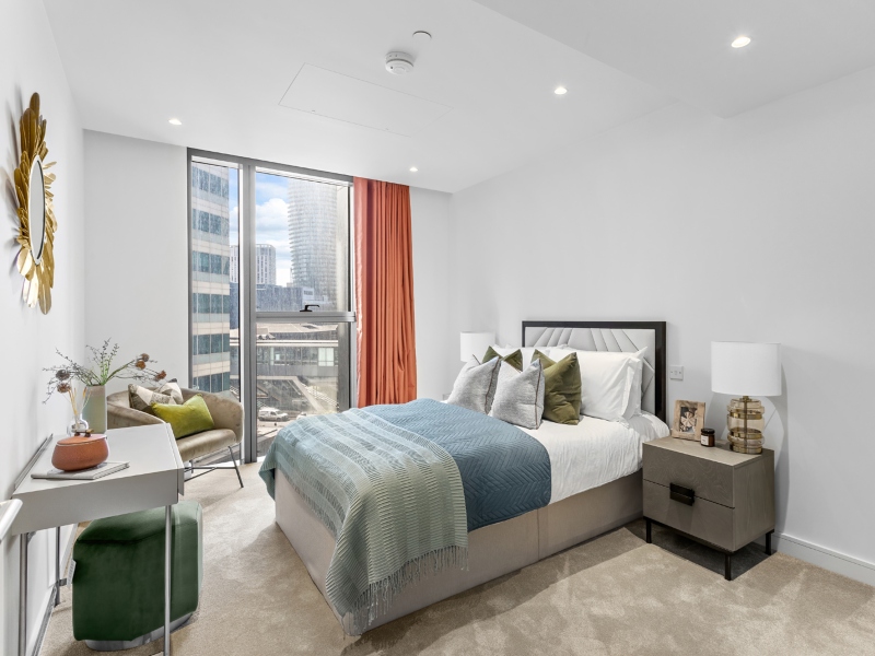 Interior photo of a bedroom, One Bed Apartment Showhome