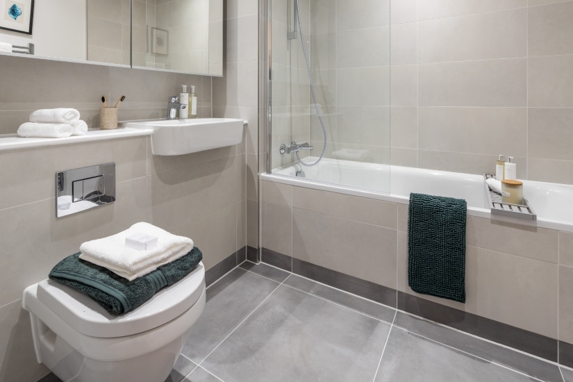 Photo taken in the main bathroom of a 2 bed apartment at The Moorings