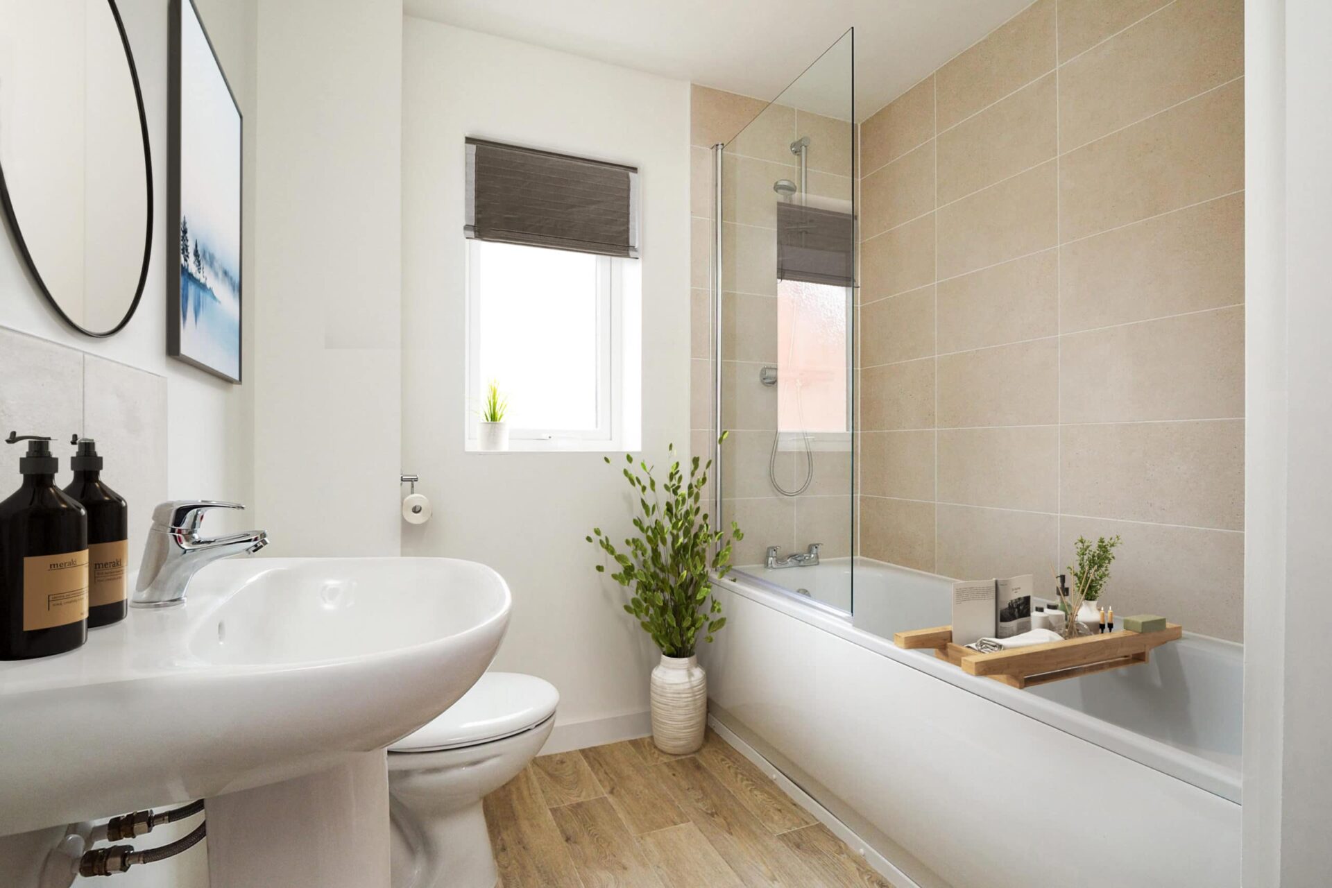Photo of the bathroom image is a CGI Dressed representation taken in an actual home at Edwalton Park.