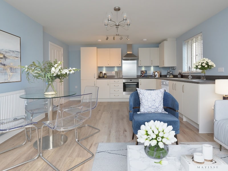 Interior dressed image of the kitchen dining area