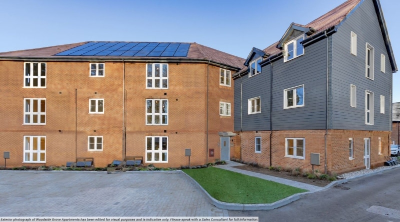 Exterior view of Woodside Grove Shared ownership Apartments, Bagshot, from Legal & General Affordable Homes