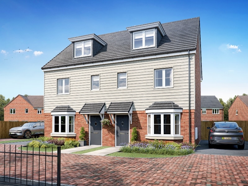 Photo of an exterior CGI representation of a Three Bed Townhouse style at The Junction