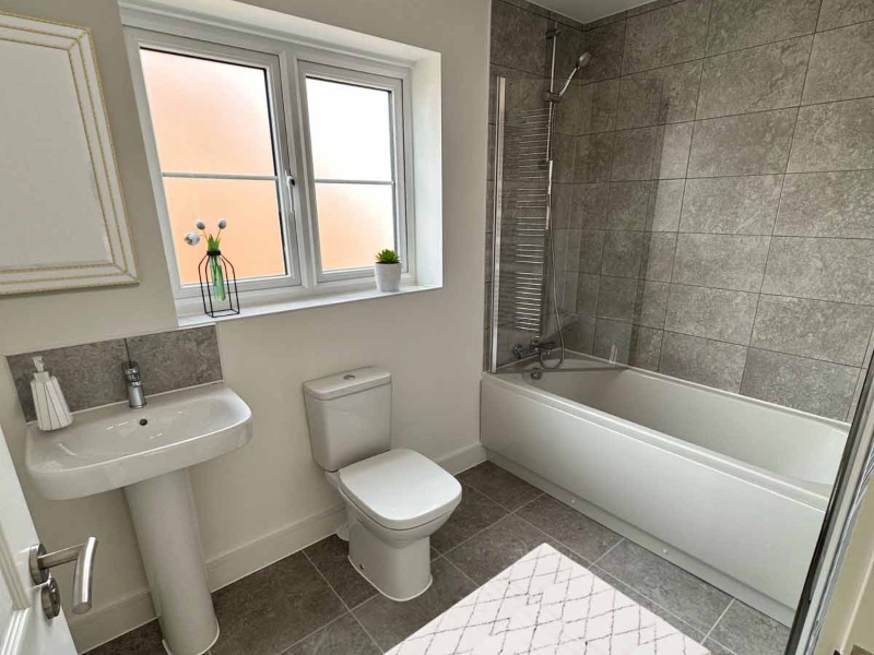 The bathroom image shown is a CGI dressed representation taken in the actual plot 57, Four bed House at Broadland Fields