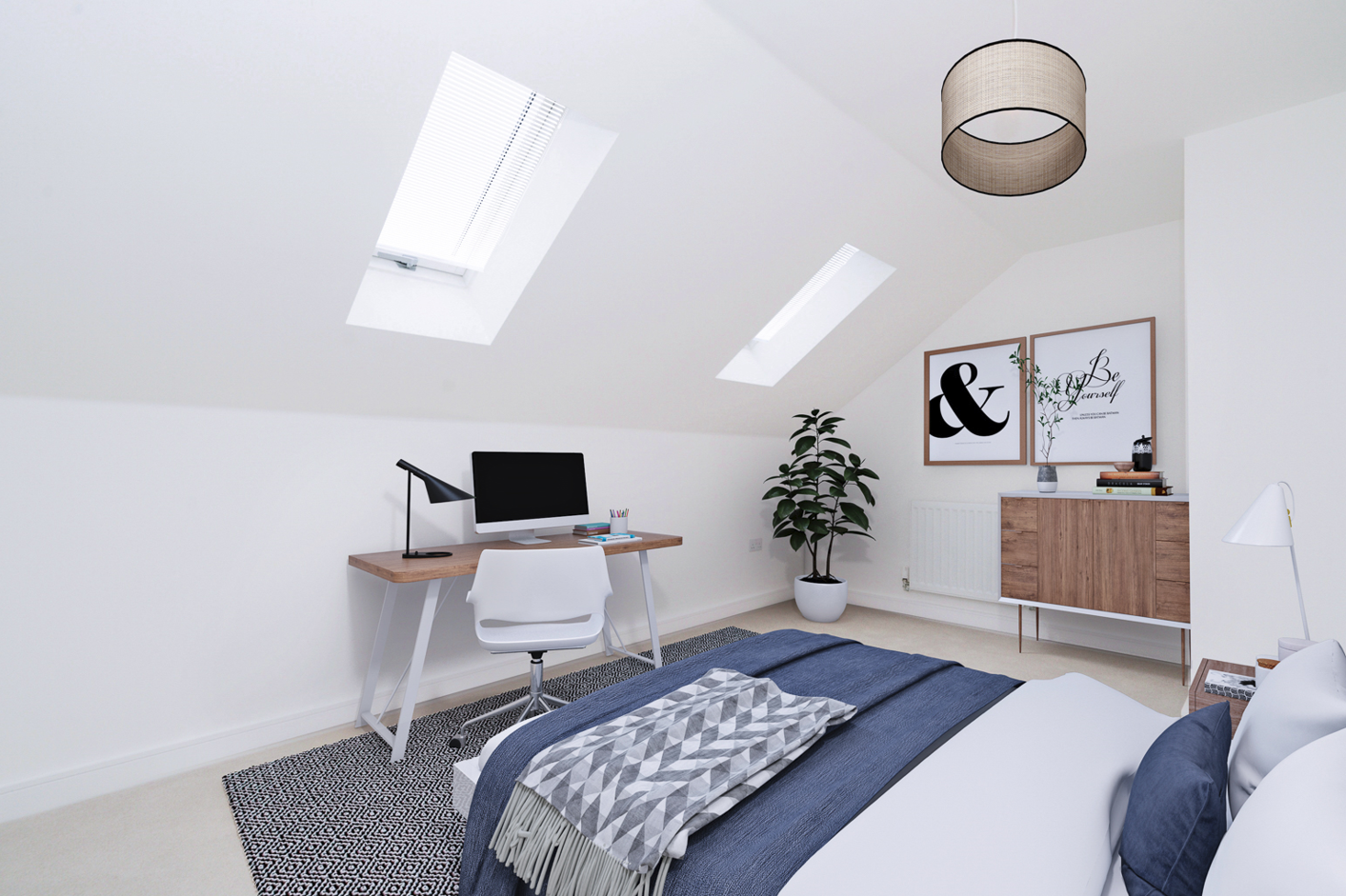 Second bedroom with desk at Broadland Fields