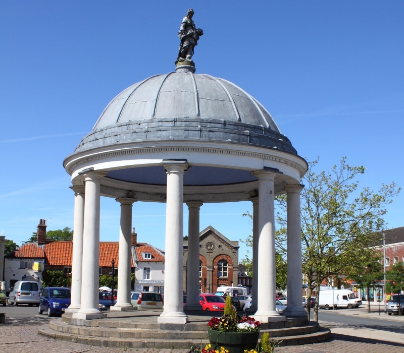 Exterior of the domed Buttercross building in the town square, Swaffham