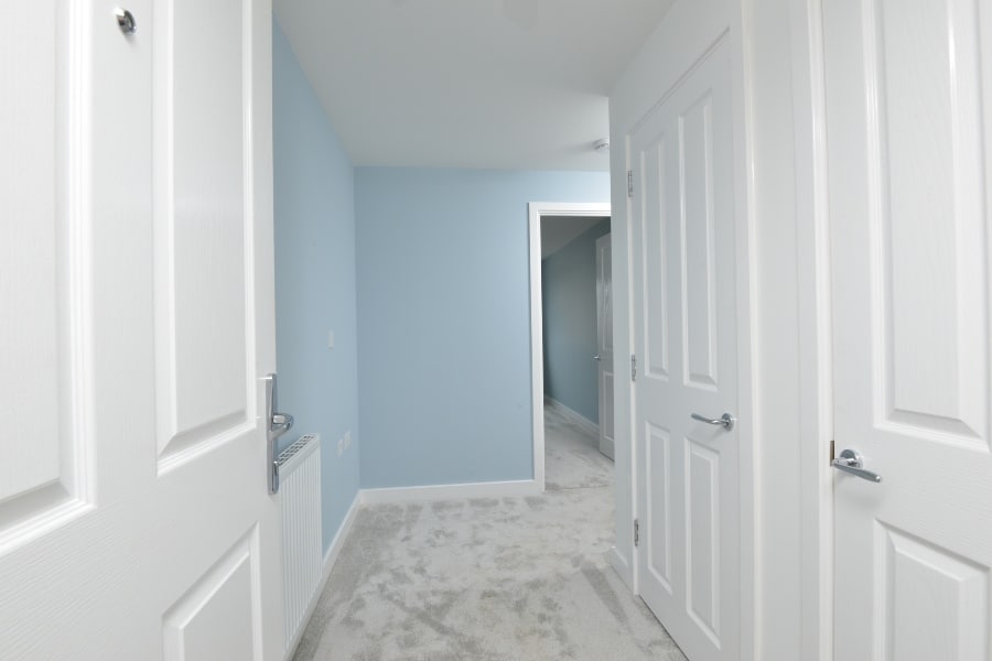 Hallway at Plot 83, a two bedroom apartment at Little Cotton Farm, Dartmouth.