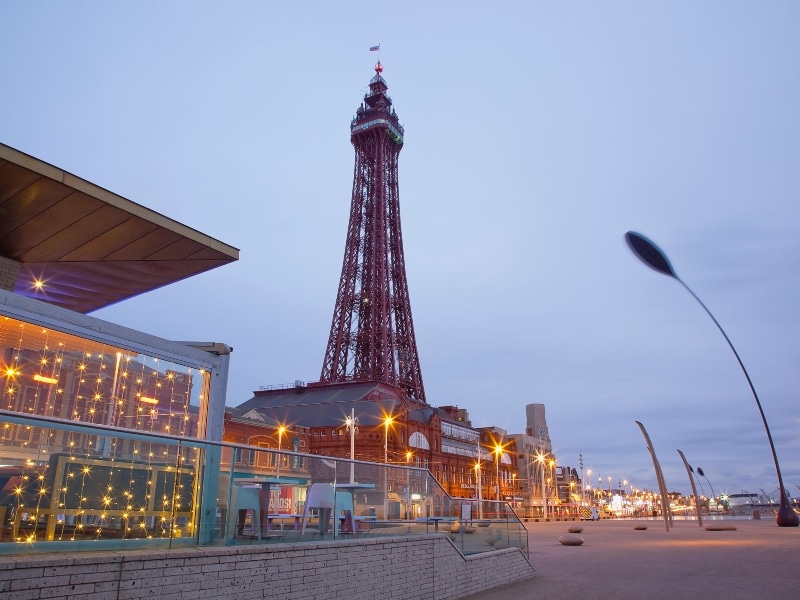Dusk photo of the Blackpool Tower, Blackpool