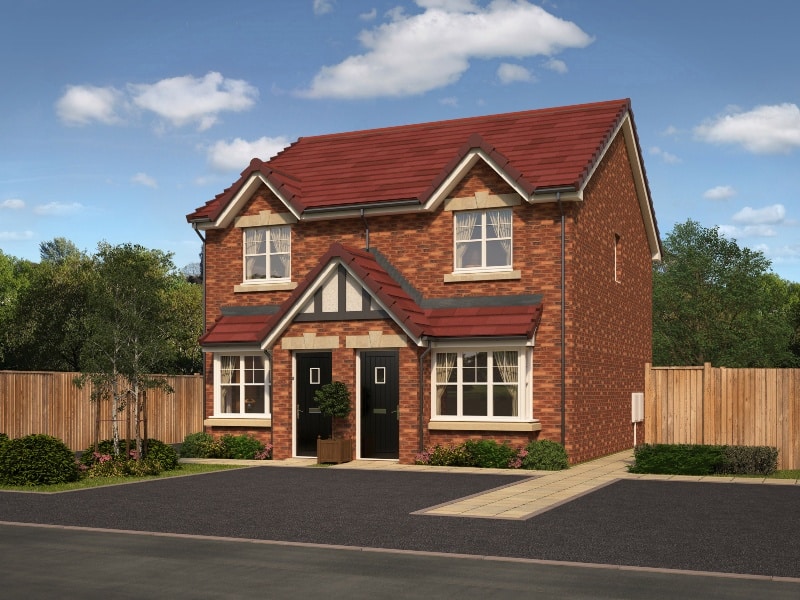 CGI exterior for plots 14 &15, Sandpiper Grange, a collection of new 2 & 3 bedroom Shared Ownership houses in Cottam, Lancashire from Legal & General Affordable Homes.