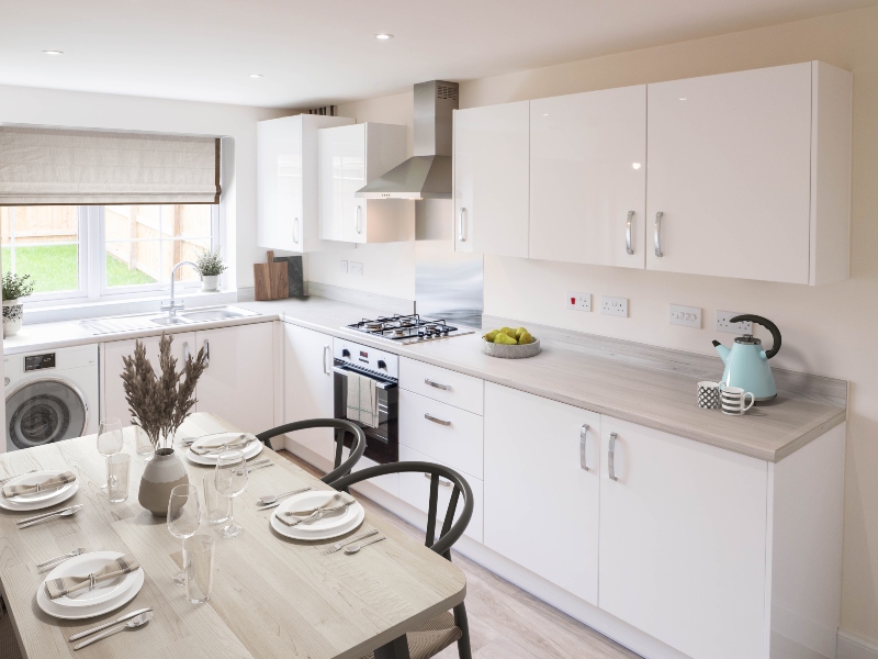 The kitchen photo is a CGI dressed representation taken in an actual Three Bedroom House at Rogerson Gardens, Whittingham