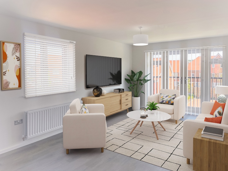 CGI lounge representation of a similar style specification to homes at Westvale Park