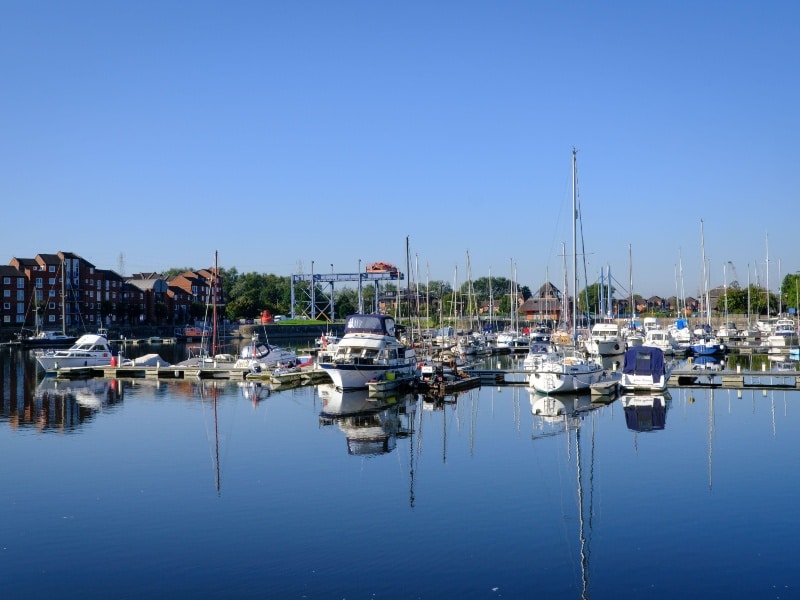 View of boots moored in Preston Marina