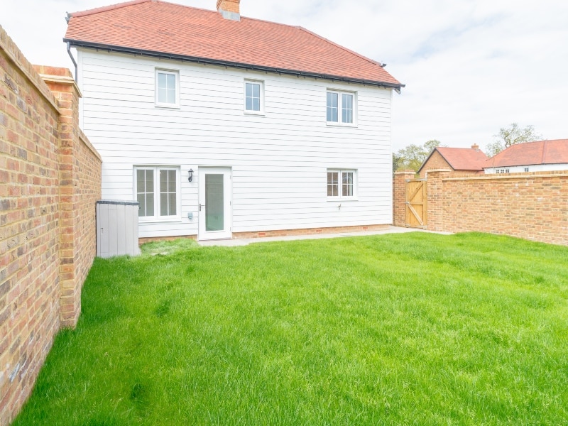 Rear garden view of an actual 3 bedroom house at The Havens, Shared Ownership Homes in Tenterden, Kent, from Legal & General Affordable Homes