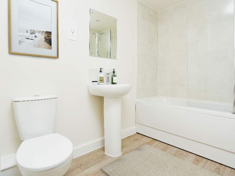 The bathroom image shown is a CGI dressed representation, taken in an actual 3 bed house at Kirby Green