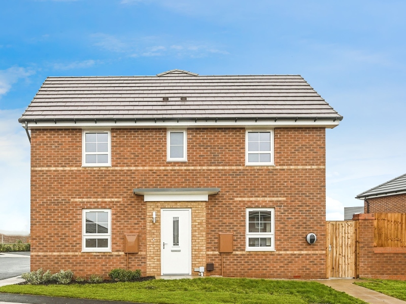 Photo of the front view exterior of a three bedroom house at Meden Meadow