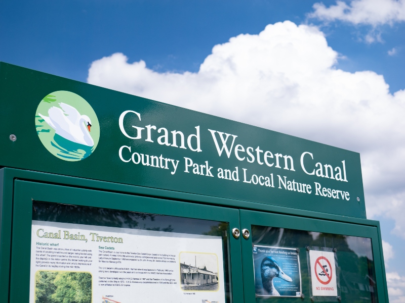 Sign and noticeboard for the Grand Western Canal