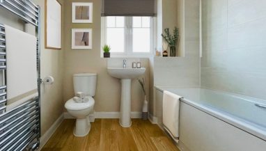 Interior image CGI dressed representation of a bathroom in an actual home at St Mary's Village