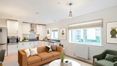 Photo of a CGI kitchen-diner area that represents a similar style to the specifications at Eaton Leys Buckinghamshire