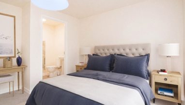 The photo of the first floor bedroom shown is a CGI representation taken in an actual 4 bed House at Lakeside Boulevard