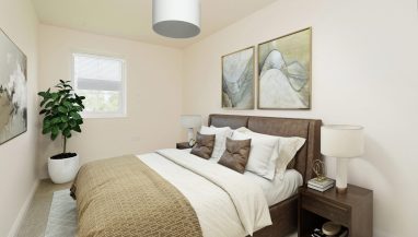 CGI dressed second bedroom at The Ostlers