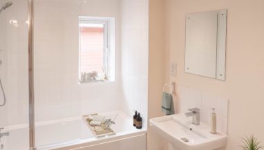 The bathroom photo is a CGI dressed representation taken in an actual Three Bedroom House at Rogerson Gardens, Goosnargh