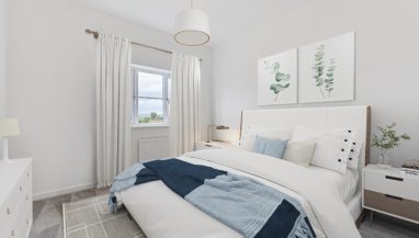 Photo of the main bedroom image shown is a CGI dressed representation taken in the actual plot 90, Two Bed Apartment at Pennicott Place, Godalming