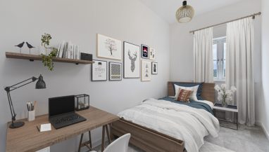 Photo of the second bedroom image shown is a CGI dressed representation taken in the actual plot 90, Two Bed Apartment at Pennicott Place, Godalming