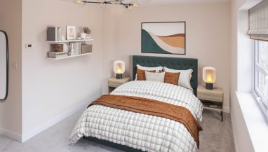 The bedroom photo is a CGI dressed representation taken in an actual Three Bedroom House at Rogerson Gardens, whittingham