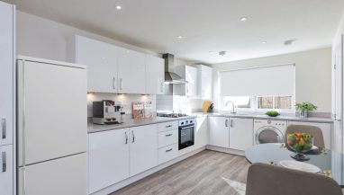 The kitchen area shown is a CGI representation taken in an actual 3 bed house at Cottam Gardens