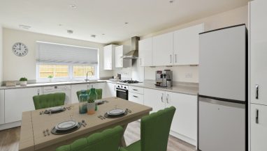 The kitchen photo is a CGI dressed representation taken in an actual Three Bedroom House at Rogerson Gardens, Goosnargh