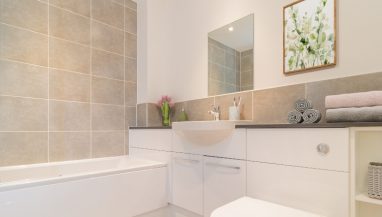 The photo of the bathroom is a CGI dressed interior taken in an actual Three bedroom House at The Havens