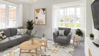 The photo of the lounge area is a CGI dressed interior taken in an actual Three bedroom House at The Havens