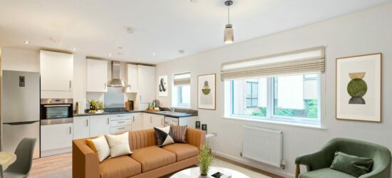 Kitchen and Living Room CGI of Springfield Road in Bury St Edmunds
