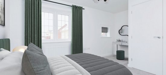 Image is a CGI representation of a bedroom taken in an actual 2 bedroom house at Wykin Meadows, Shared Ownership Homes from Legal And General Affordable Homes