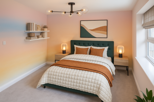 CGI rendition of a colourful bedroom at our Rogerson Gardens homes