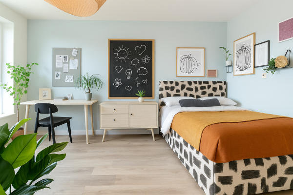 CGI rendition of a chalkboard in one of our bedrooms at The Acer Apartments