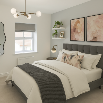 CGI rendition of some floating shelves at one of our Broadland Fields homes