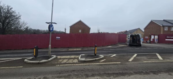 Hoarding at Millwright Place before removal