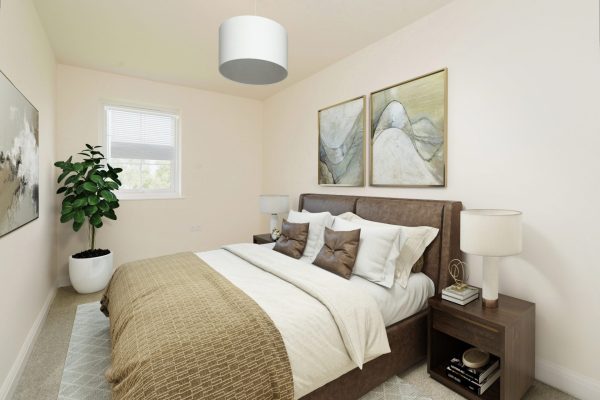 CGI dressed second bedroom at The Ostlers