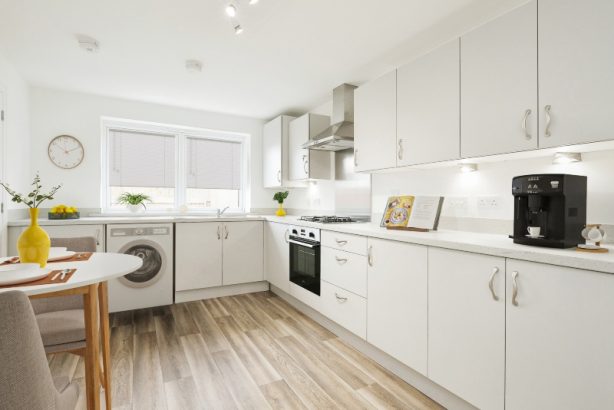 Photo of the kitchen is a CGI Dressed representation taken in an actual home at Lower Lane.
