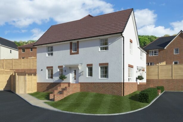 CGI Representation of a new 3 bedroom house at The Berries, Paignton. Two story house that includes 2 parking bays