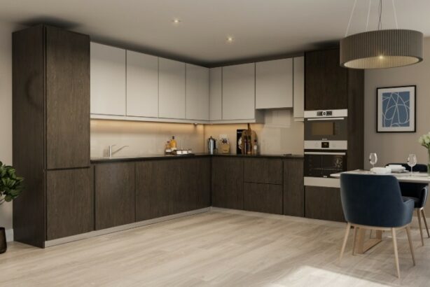 Photo of a CGI representative kitchen at Albion Yard Redhill Surrey