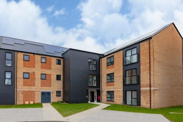 Exterior image depicts another Legal & General apartment block at Fullers Meadow, for illustrative purposes only