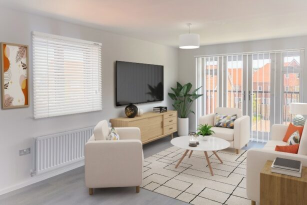 Image is a CGI representation of a lounge style representative of the style at Wykin Meadows, Shared Ownership Homes from Legal And General Affordable Homes