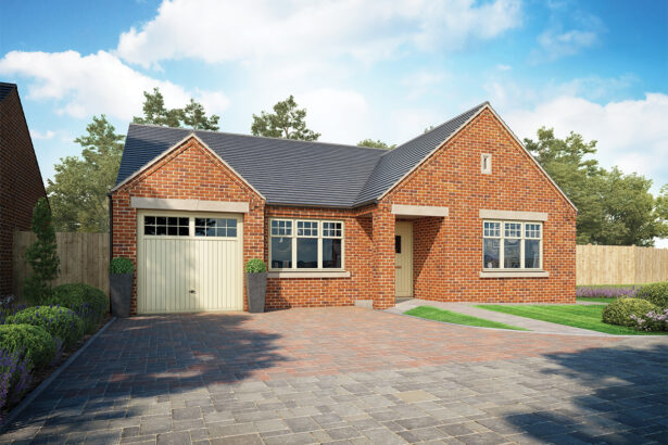 Exterior of 2 and 3 bedroom bungalows at Nursery Fields, Cheshire