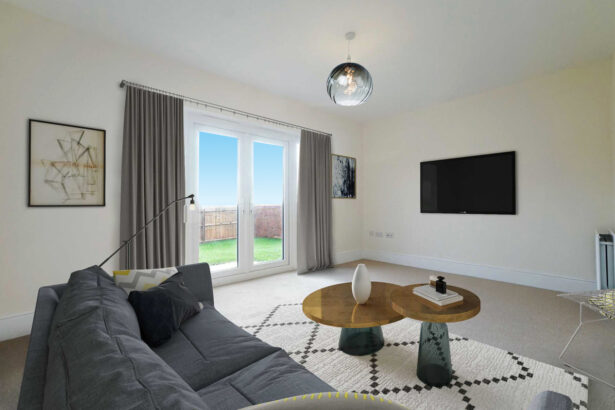 Three bedroom house living room at Bee Meadow, South Molton
