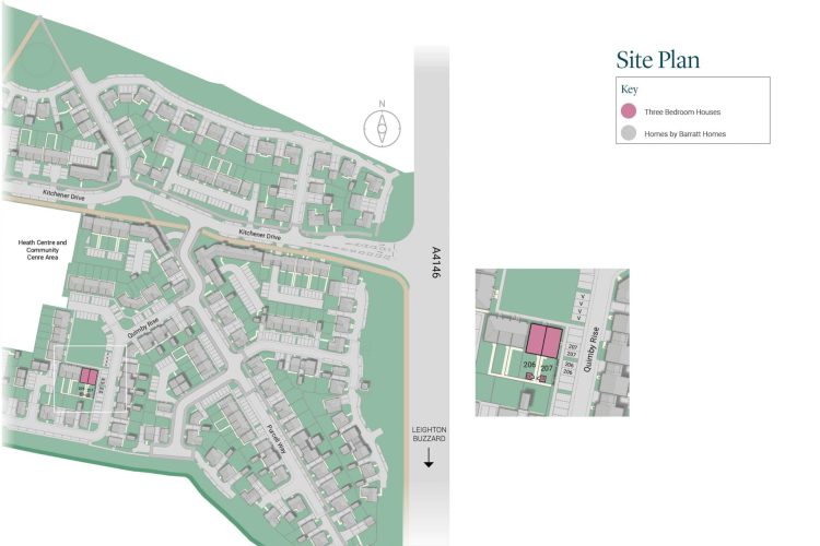Aerial site plan of the previous Shared Ownership homes at Eaton Leys