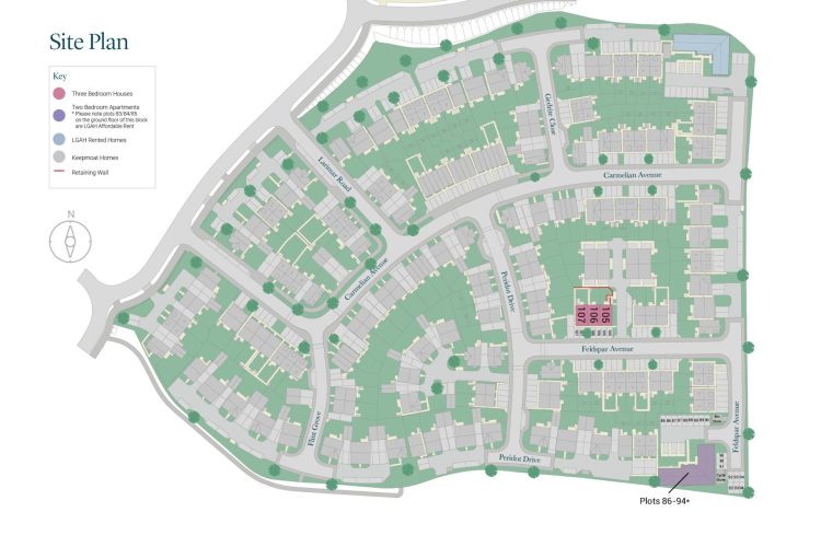 Aerial site plan of Shared Ownership Homes at Glenvale Park