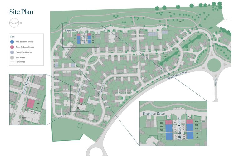 Siteplan map of the Sorrel Grove development of Shared Ownership homes in Cringleford, Norfolk