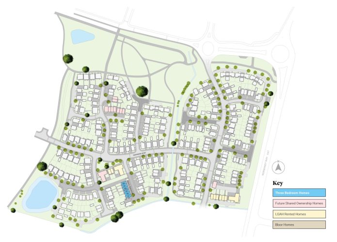 Siteplan map view for the Shared Ownership homes from Legal & General Affordable Homes, in Wykin Meadow development, Hinckley, Leicestershire.